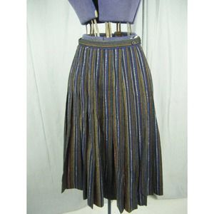 Vintage Reversible Wool Blend Pleated Skirt